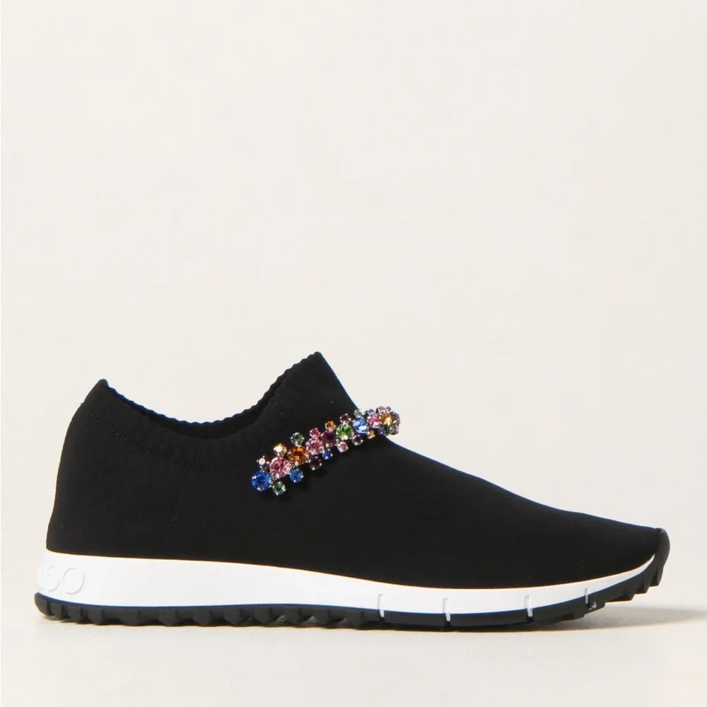 Like new JIMMY CHOO Verona Embellished Knit Trainers $795 36.5